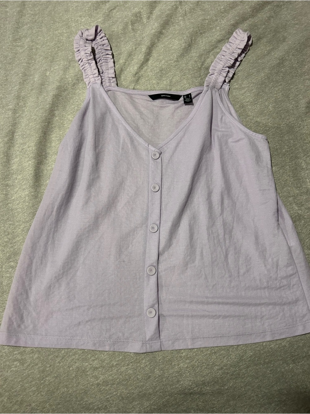 Ruffled Strap Button-Front Women's Tank Top